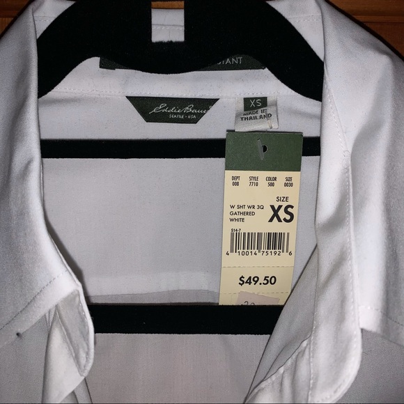 NWT Gathered White Dress Shirt - Picture 3 of 3